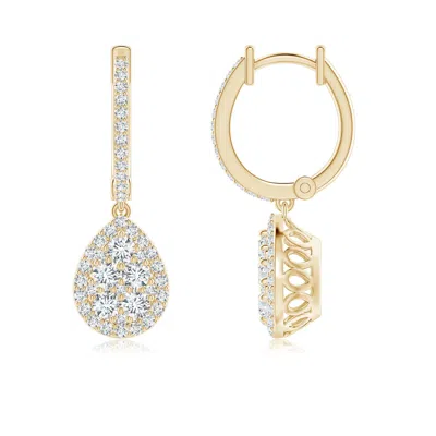 Angara Round Diamond Cluster Teardrop Earrings In Gold