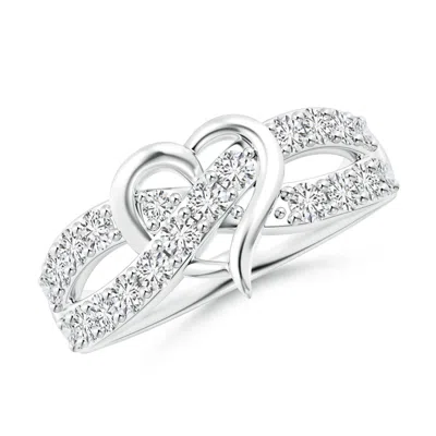 Angara Round Diamond Criss Cross Heart Promise Ring In Metallic
