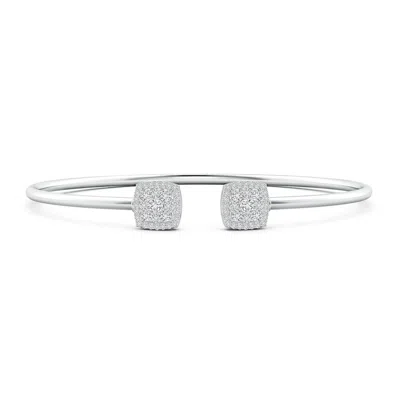 Angara Round Diamond Cushion Halo Open Flex Bangle In Metallic