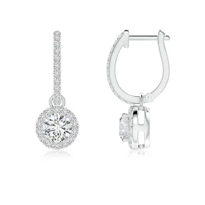 Angara Round Diamond Dangle Earrings With Halo In Metallic