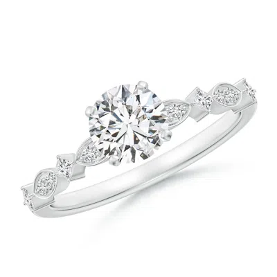 Angara Round Diamond Engagement Ring With Marquise Motifs In Metallic
