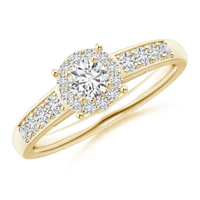 Angara Round Diamond Halo Engagement Ring