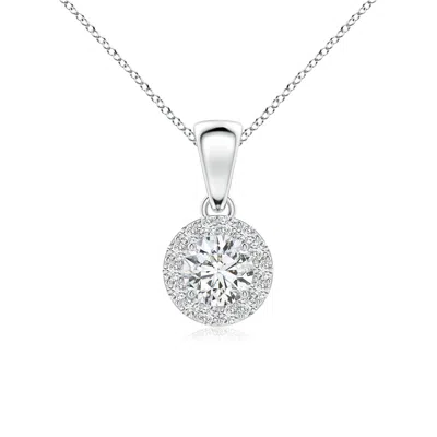 Angara Round Diamond Halo Pendant In Metallic