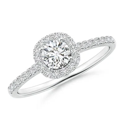 Angara Round Diamond Halo Ring With Accents In Metallic