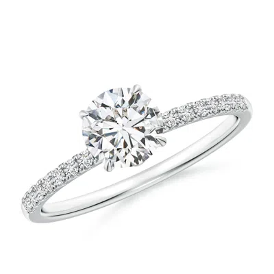 Angara Round Diamond Hidden Halo Engagement Ring In White