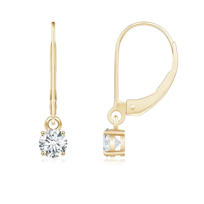Angara Round Diamond Leverback Earrings In Gold