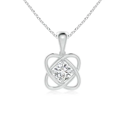 Angara Round Diamond Love Knot Pendant In White