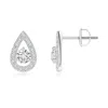 Angara Round Diamond Pear Halo Stud Earrings In White Gold/h