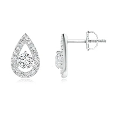 Angara Round Diamond Pear Halo Stud Earrings In Metallic