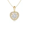 Angara Round Diamond Pendant With Heart-shaped Halo In Yellow Gold/h