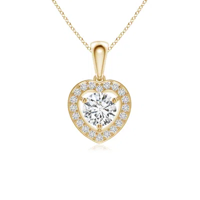 Angara Round Diamond Pendant With Heart-shaped Halo In Burgundy