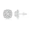 Angara Round Diamond Scalloped Cushion Halo Stud Earrings In White Gold/h