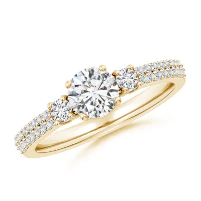 Angara Round Diamond Side Stone Knife-edge Shank Engagement Ring In Gold