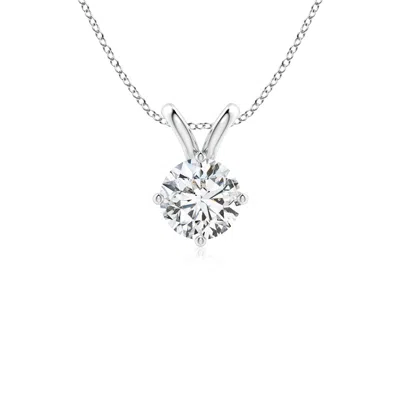 Angara Round Diamond Solitaire V-bale Pendant In Metallic