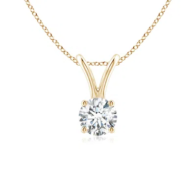 Angara Round Diamond Solitaire V-bale Pendant In Gold