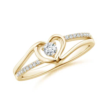 Angara Round Diamond Split Shank Heart Promise Ring In Gold