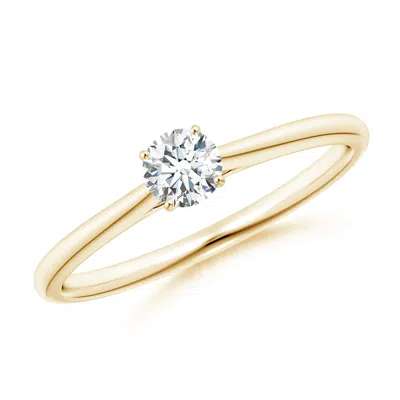 Angara Round Diamond Tapered Cathedral Solitaire Engagement Ring In Gold