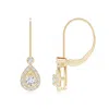 Angara Round Diamond Teardrop Halo Leverback Earrings In Yellow Gold/g
