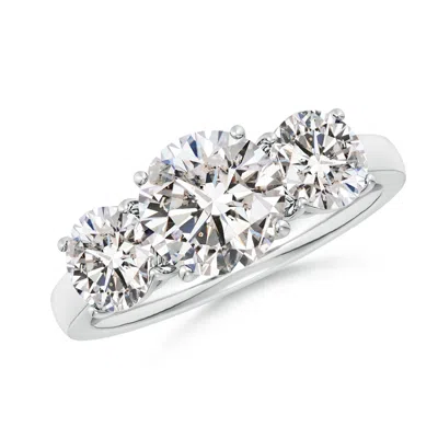 Angara Round Diamond Three Stone Classic Engagement Ring In White