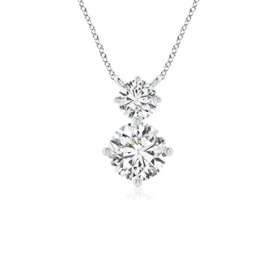Angara Round Diamond Two Stone Pendant In Metallic