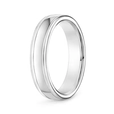 Angara Round Edged Men's Satin Finish Wedding Band In White Gold