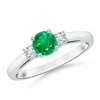 Angara Round Emerald & Diamond Three Stone Engagement Ring