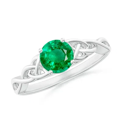 Angara Round Emerald Celtic Knot Engagement Ring In Metallic