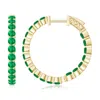 Angara Round Emerald Inside Out Hoop Earrings In Yellow Gold/rich Medium Green