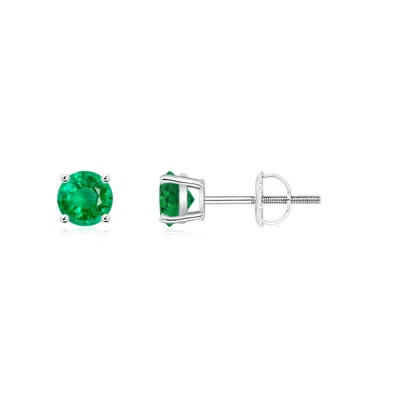 Angara Round Emerald Stud Earrings In Green