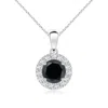 Angara Round Enhanced Black And White Diamond Halo Pendant In White Gold/black