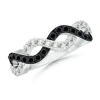 Angara Round Enhanced Black & White Diamond Infinity Twist Wedding Ring In White Gold/black