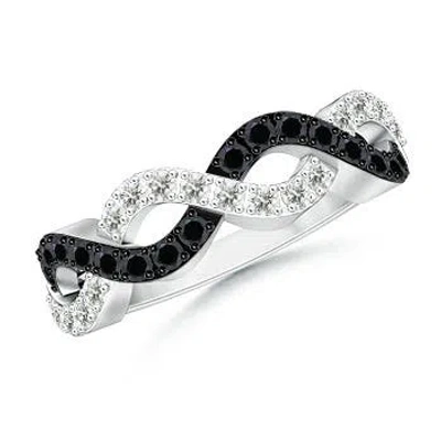 Angara Round Enhanced Black & White Diamond Infinity Twist Wedding Ring In Multi
