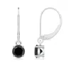 Angara Round Enhanced Black Diamond Leverback Earrings In White Gold/black