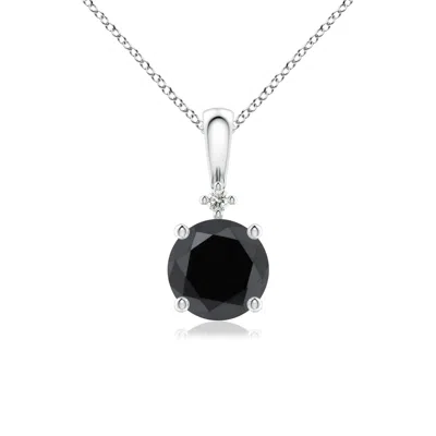 Angara Round Enhanced Black Diamond Solitaire Pendant In Metallic