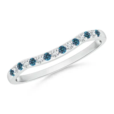 Angara Round Enhanced Blue And White Diamond Contour Wedding Ring