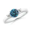 Angara Round Enhanced Blue & White Diamond Past Present Future Ring In White Gold/teal Blue
