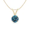 Angara Round Enhanced Blue Diamond Solitaire V-bale Pendant In Yellow Gold/teal Blue