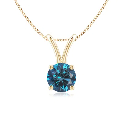 Angara Round Enhanced Blue Diamond Solitaire V-bale Pendant In Gray