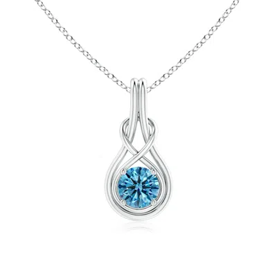 Angara Round Fancy Intense Blue Diamond Solitaire Infinity Knot Pendant