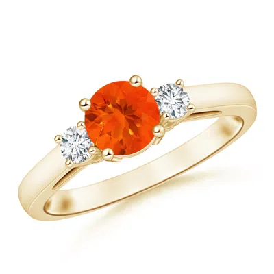Angara Round Fire Opal & Diamond Three Stone Engagement Ring In Gold