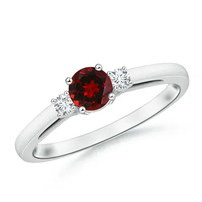 Angara Round Garnet & Diamond Three Stone Engagement Ring In Metallic