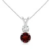 Angara Round Garnet And Diamond Two Stone Pendant In White Gold/medium Red