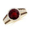 Angara Round Garnet Halo Regal Ring With Diamond Accents In Yellow Gold/rich Red