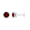 Angara Basket-set Round Garnet Stud Earrings In White Gold/rich Red