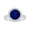 Angara Round Gia Certified Blue Sapphire Halo Ring With Diamonds In White Gold/deep Rich Blue