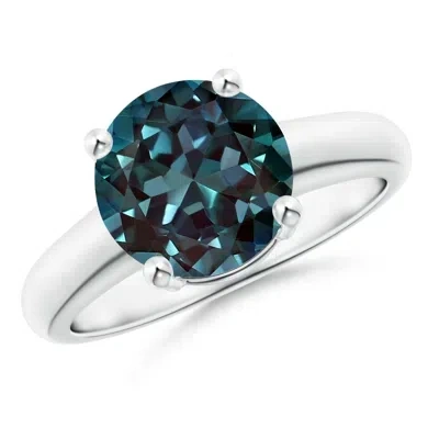 Angara Round Lab-grown Alexandrite Solitaire Engagement Ring In Blue