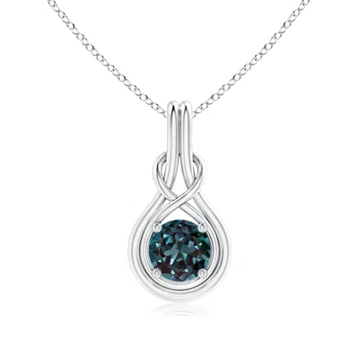 Angara Round Lab-grown Alexandrite Solitaire Infinity Knot Pendant In Blue