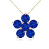 Angara Round Lab-grown Blue Sapphire Floral Cluster Pendant In Yellow Gold/deep Rich Blue