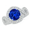 Angara Round Lab-grown Blue Sapphire Infinity Engagement Ring With Accents In White Gold/deep Rich Blue