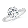 Angara Round Lab-grown Diamond Engagement Ring With Marquise Motifs In White Gold/f-g